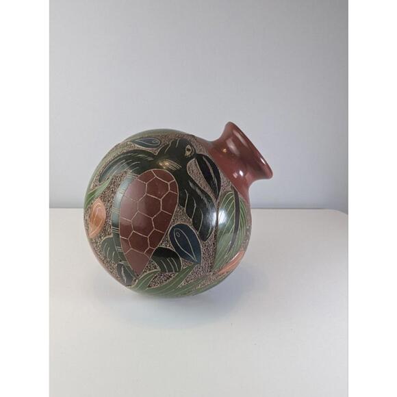 Other - Vntage Nicaraguan Pottery Turtle Vase Luis Bralamonte Signed Hand Painted Art